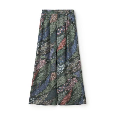 ＜CABaN＞シルクツイル　ＦＬＯＷＥＲ　ＲＩＶＥＲプリント　２タックワイドパンツ