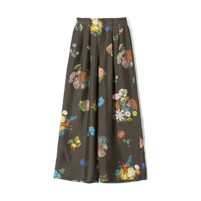 シルク BOUQUETプリント 2タックワイドパンツ | CABaN