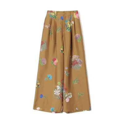 シルク BOUQUETプリント 2タックワイドパンツ | CABaN