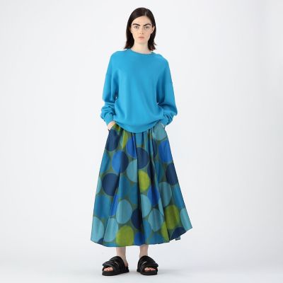 ＣＡＢａＮ　シルクツイル　ビッグドットプリント　フレアスカート