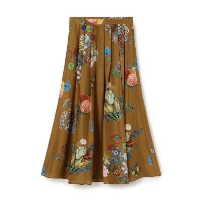 CABaN/キャバン シルク　ＢＯＵＱＵＥＴプリント　フレアスカート