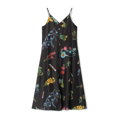 オンライン完売】キャバンシルクボタニカルワンピースグリーンCABaN