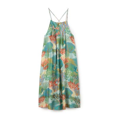 ＜CABaN＞ＣＡＢａＮ　シルクツイル　ＬＡ　ＧＲＡＮＤ　ＦＯＲＥＳＴプリントロングワンピース