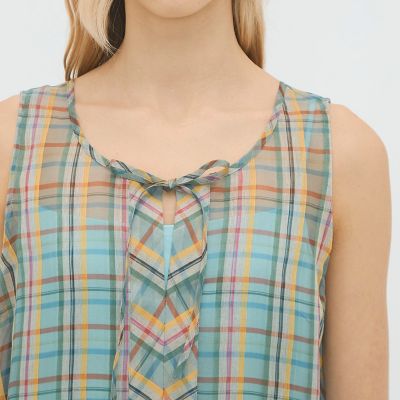 ebure リネンシルクチェック　オーガンジーシャツワンピース ebure リネンシルクチェック オーガンジーシャツワンピース リネン