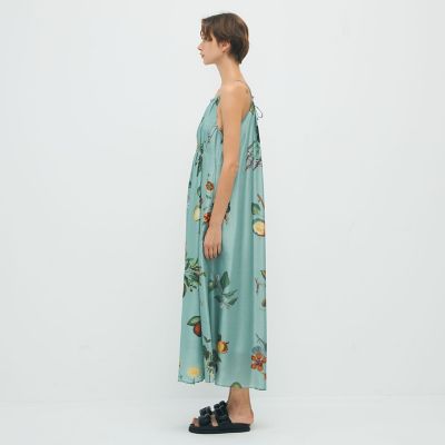 【値下げしました】CABaN シルク キャミソールワンピース CABaN シルク Green Showerプリント キャミソールワンピース