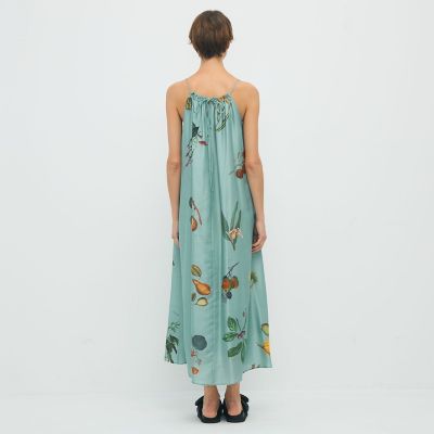 【美品】CABaN キャバン　ボタニカル シルク100 キャミワンピース シルク Green Showerプリント キャミソール
