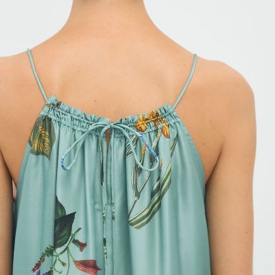 シルク Green Showerプリント キャミソールワンピース