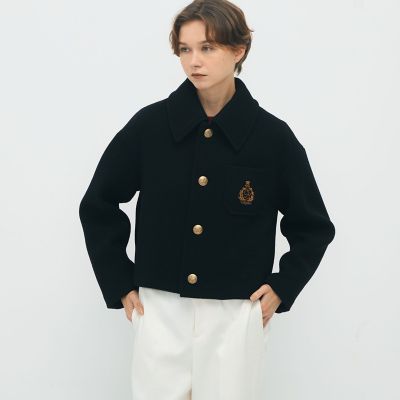 キャバン CABaN ライダース ニットジャケット ショート カシミヤ混 黒 WOOL KARSEY ショートジャケット | CABaN/キャバン