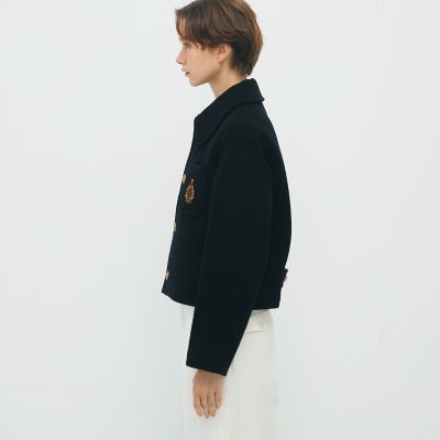 キャバン CABaN ライダース ニットジャケット ショート カシミヤ混 黒 WOOL KARSEY ショートジャケット | CABaN/キャバン
