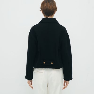 キャバン CABaN ライダース ニットジャケット ショート カシミヤ混 黒 WOOL KARSEY ショートジャケット | CABaN/キャバン