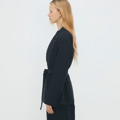 コットンシャンブレー ベルテッドダブルブレストジャケット | CABaN
