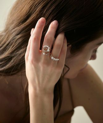 K18YG スケール パール／ダイヤモンド リング | ete bijoux