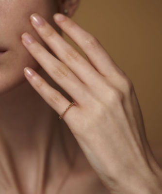 プレイリング］ K18YG ブラウンダイヤモンド ピンキー