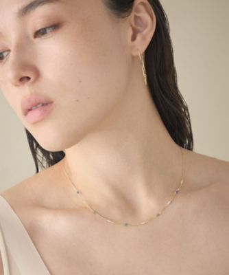 スキニー］ K18YG ダイヤモンド ステーション ネックレス | ete