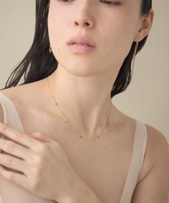 スキニー］ K18YG ダイヤモンド ステーション ネックレス | ete