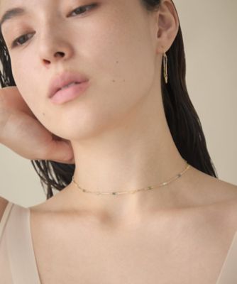 スキニー］ K18YG ダイヤモンド ステーション ネックレス | ete