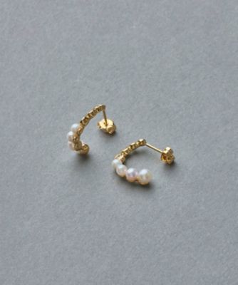 Ｋ１８ＹＧ　スケール　パール／ダイヤモンド　ピアス
