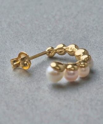 Ｋ１８ＹＧ　スケール　パール／ダイヤモンド　ピアス