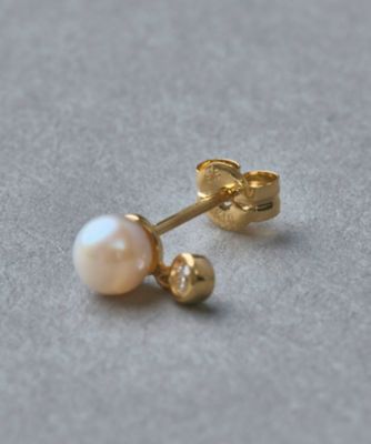 K18YG スケール パール／ダイヤモンド ピアス | ete bijoux