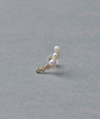 ＜ete bijoux (Women)＞Ｋ１８ＹＧ　スケール　パール／ダイヤモンド　ピアス