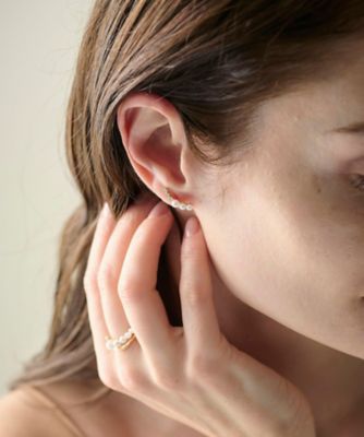 K18YG スケール パール／ダイヤモンド ピアス | ete bijoux