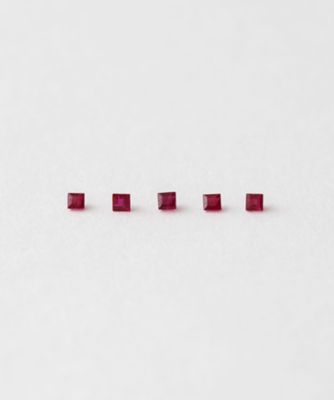 ピース］ K18YG ルビー スクエア ピアス | ete bijoux (Women 