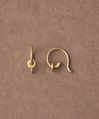 ＜ete bijoux (Women)＞［ヌーヴ］　Ｋ１８ＹＧ　ダイヤモンド　オービットフープ　ピアス　／Ｓｕｒｆａｃｅ