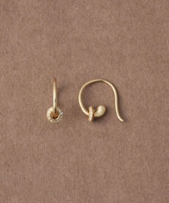 ＜ete bijoux (Women)＞［ヌーヴ］　Ｋ１８ＹＧ　ダイヤモンド　オービットフープ　ピアス　／Ｈａｌｏ