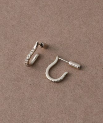 トーン］ K18RBG ダイヤモンド ウェーブ ピアス | ete bijoux