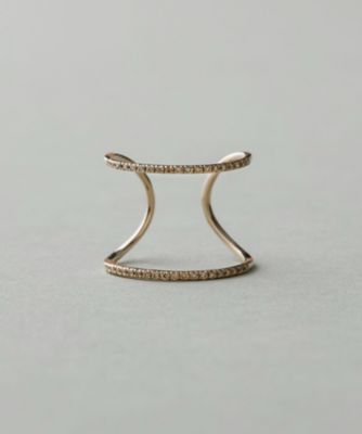 ＜ete bijoux (Women)＞Ｋ１８ＲＢＧ　パーティクル　ダブルライン　リング