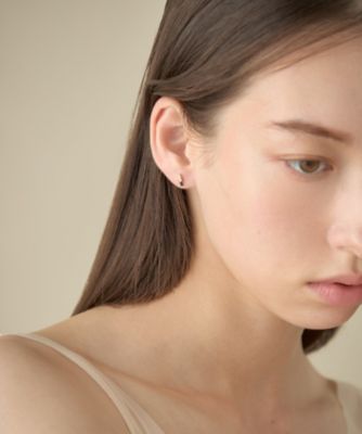 ピース］ K10YG ダイヤモンド／ブラックカルセドニー ピアス