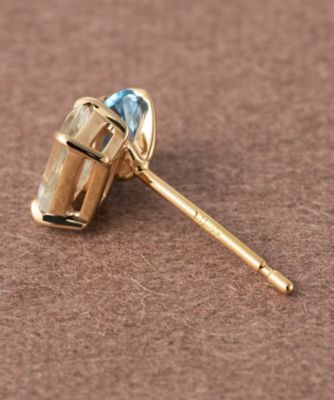 ピース］ K10YG ブルートパーズ／グリーンクォーツ ピアス | ete