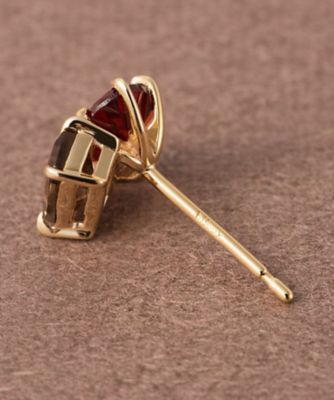 ピース］ K10YG ガーネット／スモーキークォーツ ピアス | ete