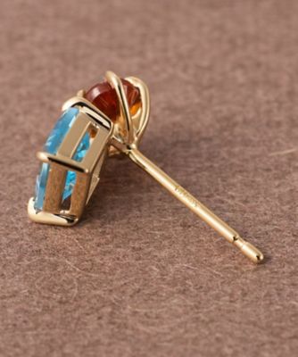 ピース］ K10YG オレンジカイヤナイト／ブルートパーズ ピアス