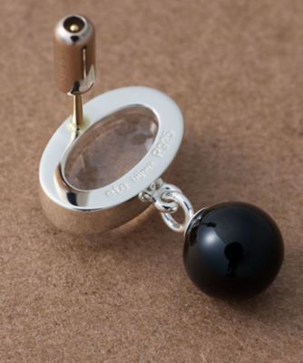 スフィア］ クォーツ／ブラックカルセドニー ピアス | ete bijoux