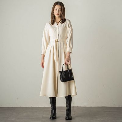 カルゼキーネックワンピース≪手洗い可能≫