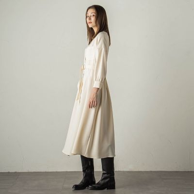 カルゼキーネックワンピース≪手洗い可能≫
