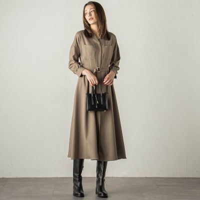 カルゼキーネックワンピース≪手洗い可能≫