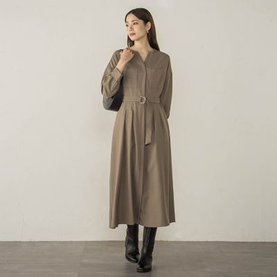 カルゼキーネックワンピース≪手洗い可能≫