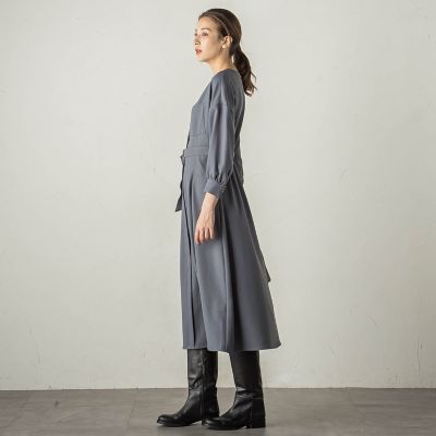 カルゼキーネックワンピース≪手洗い可能≫