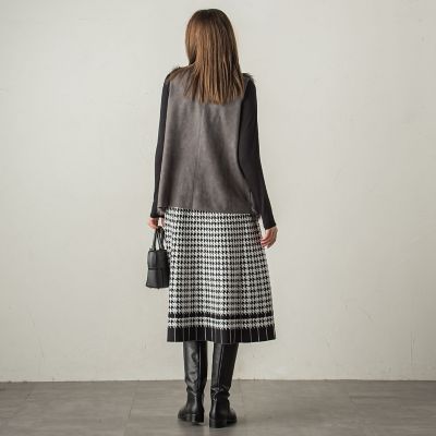 千鳥柄ジャガードニットワンピース≪手洗い可能≫