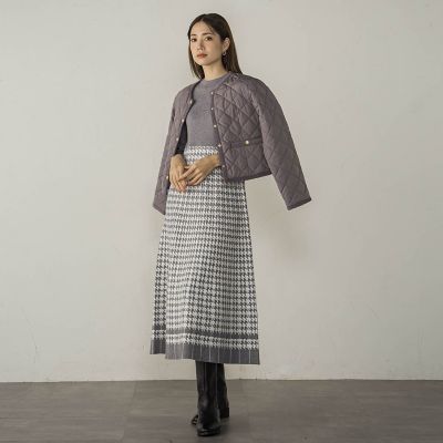千鳥柄ジャガードニットワンピース≪手洗い可能≫