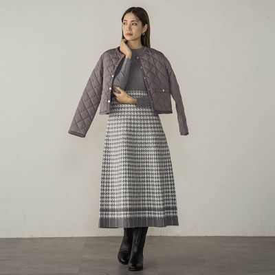 千鳥柄ジャガードニットワンピース≪手洗い可能≫