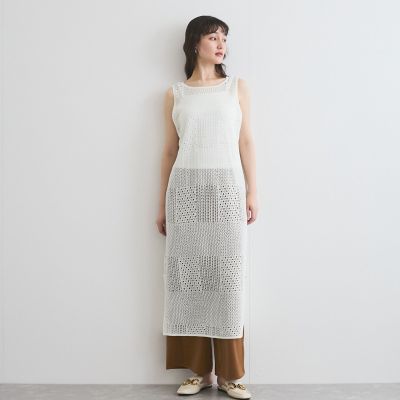 ブロック透かしニットワンピース≪手洗い可能≫