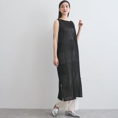 ブロック透かしニットワンピース≪手洗い可能≫