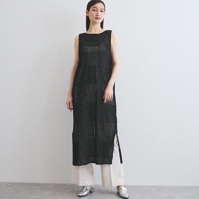 ブロック透かしニットワンピース≪手洗い可能≫