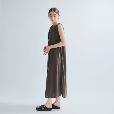 【接触冷感】リネンライクワンピース≪手洗い可能≫