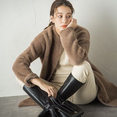 ＜Ketty (Women)＞Ｗフェイスシャギーニットノーカラーコート