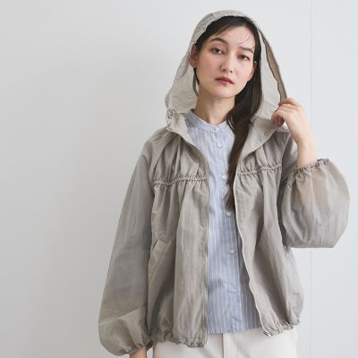 ライトタフタギャザーフーディーブルゾン≪手洗い可能≫