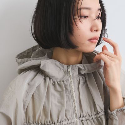 ライトタフタギャザーフーディーブルゾン≪手洗い可能≫